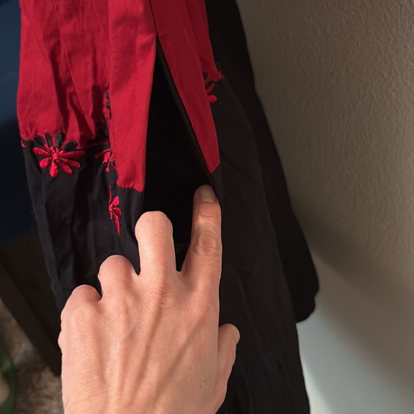 EShakti women’s dress Sz 10 Red & Black Color-block Flowers pockets Cotton NWOT - Picture 4 of 8